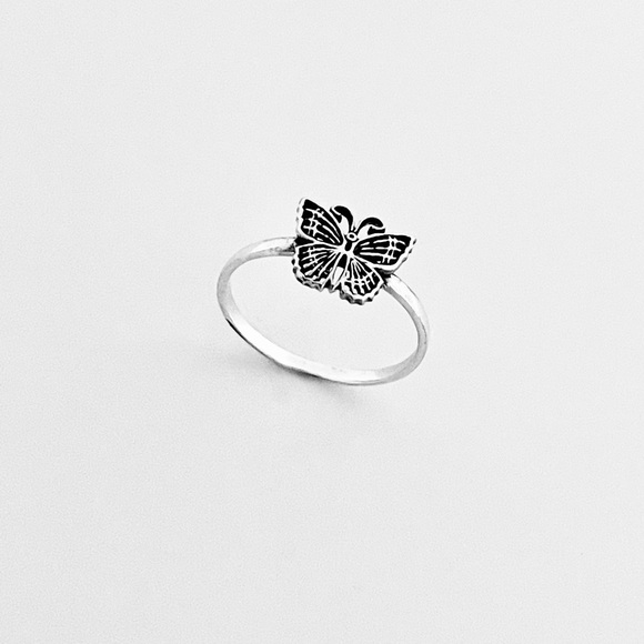Sterling Silver Small Butterfly Ring, Silver Rings, Spirit Bug Jewelry, Insects - Picture 3 of 13